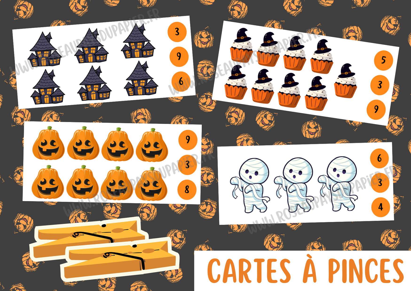Cartes à pinces - Halloween