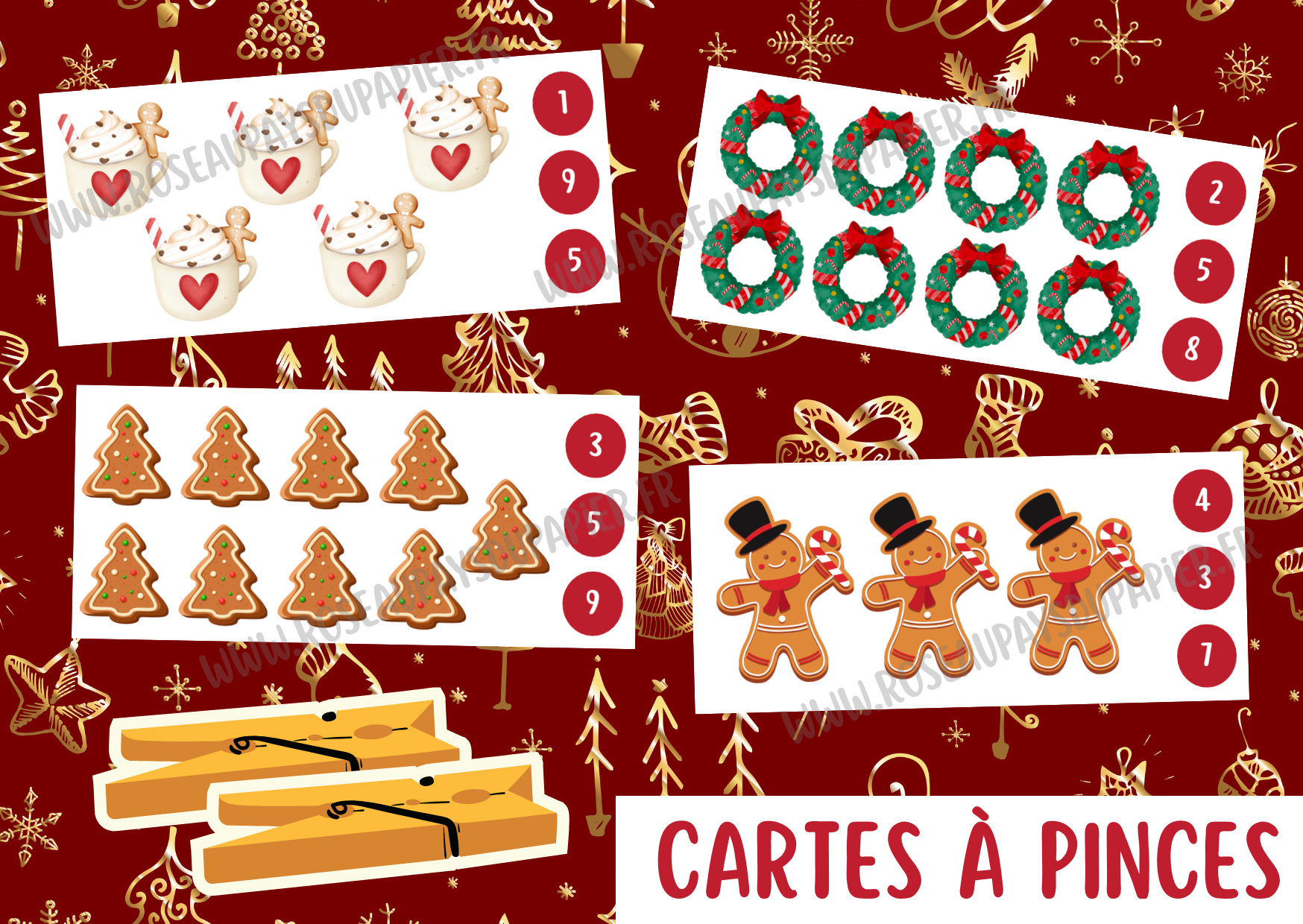 Cartes à pinces - Noël