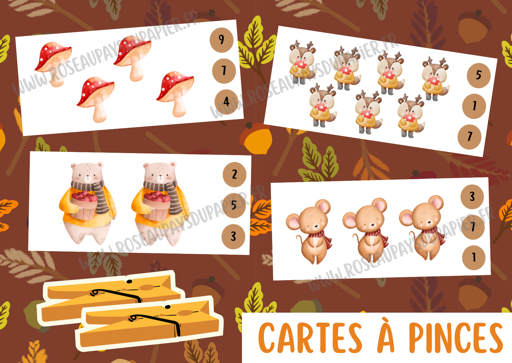 Cartes à pinces - Automne
