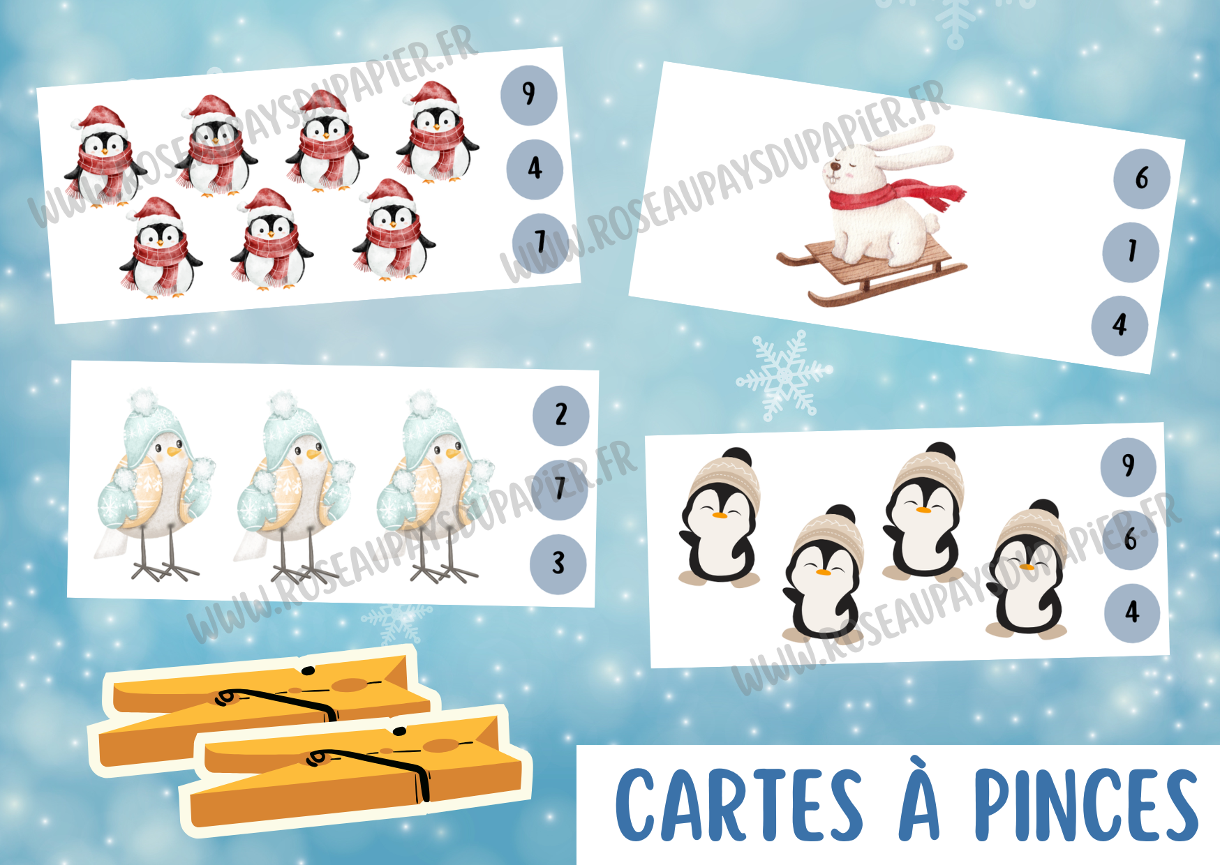 Cartes à pinces - Hiver