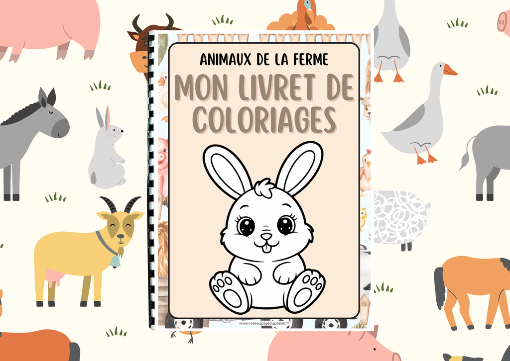 Livret de 30 coloriages - Animaux de la ferme