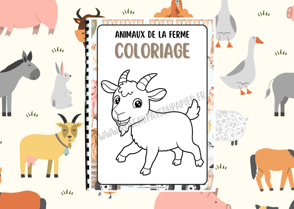 Livret de 30 coloriages - Animaux de la ferme